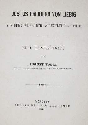 Bild Nr.1: 125-1689 Vogel,A.: (Verschiedene Gebiete - Varia, Chemie, Liebig)