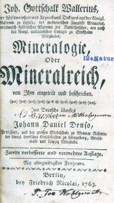 Bild Nr.1: 125-1700 Wallerius,J.G.: (Verschiedene Gebiete - Varia, Geologie - Mineralogie u. Paläontologie)