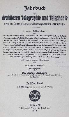 Bild Nr.1: 125-1733 Jahrbuch: (Verschiedene Gebiete - Varia, Telegraphie - Telephonie)
