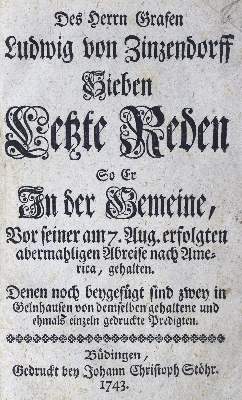 Bild Nr.1: 125-1755 Zinzendorf,(N.)L.v.: (Amerika, Herrnhuter)