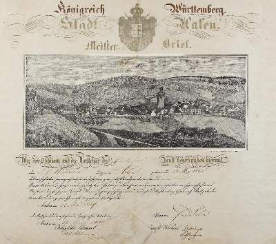 Bild Nr.1: 125-1789 Meister-Brief: (Deutschland, Aalen)