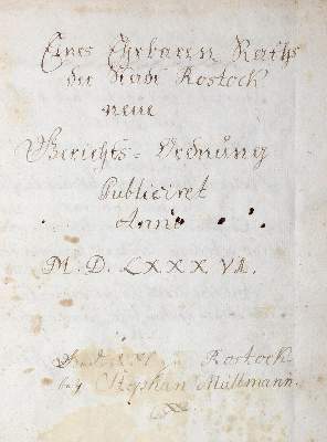 Bild Nr.1: 125-1842 Rostock.: (Deutschland, Handschriften)