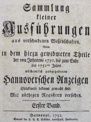 Bild Nr.1: 125-1845 Hannoverische gelehrte Anzeigen.: (Deutschland, Hannover)