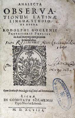 Bild Nr.1: 125-188 Goclenius,R. (d.Ä.).: (Alte Drucke, Handschriften und Theologie)