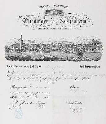 Bild Nr.1: 125-1883 Lehrbrief: (Deutschland, Plieningen, Hohenheim)