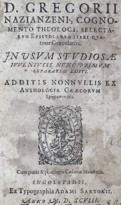 Bild Nr.1: 125-193 Gregorius Nazianzenus.: (Alte Drucke, Handschriften und Theologie)
