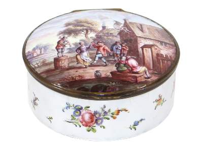 Bild Nr.1: 125-2182 Emailledose mit Lupenmalerei.: (Varia)