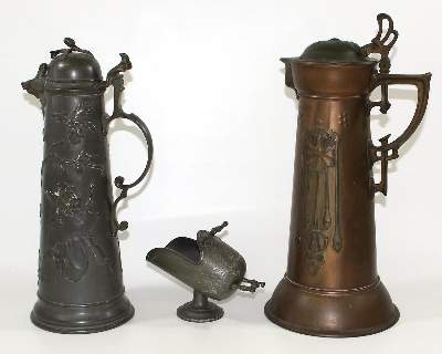 Bild Nr.1: 125-2200 Jugendstil Zinn- u. Kupferkanne: (Varia)
