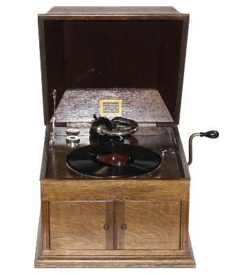 Bild Nr.1: 125-2659 Grammophon u. Schellackplatten.: (Musikinstrumente)