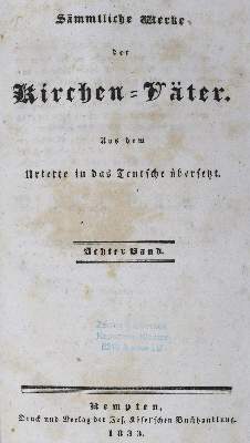 Bild Nr.1: 125-269 Kirchen-Väter.: (Alte Drucke, Handschriften und Theologie)