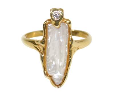 Bild Nr.1: 125-2786 Brillant- Perlring 585 GG.: (Schmuck, Ringe)