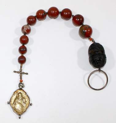 Bild Nr.1: 125-2917 Zehner Rosenkranz mit Reliquie: (Volkskunst, Religiöse Volkskunst)