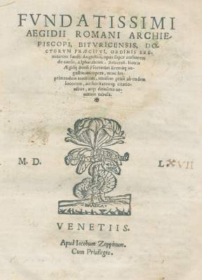 Bild Nr.1: 125-3 Aegidius Romanus.: (Alte Drucke, Handschriften und Theologie)