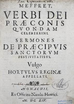 Bild Nr.1: 125-312 Meffreth.: (Alte Drucke, Handschriften und Theologie)