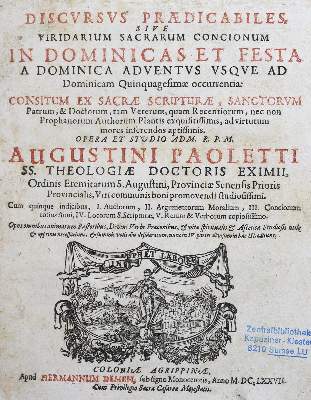 Bild Nr.1: 125-340 Paoletti,A.: (Alte Drucke, Handschriften und Theologie)