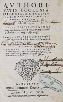 Bild Nr.1: 125-401 Stapleton,T.: (Alte Drucke, Handschriften und Theologie)