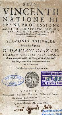 Bild Nr.6: 125-436 Vinzenz, Hl.: (Alte Drucke, Handschriften und Theologie)