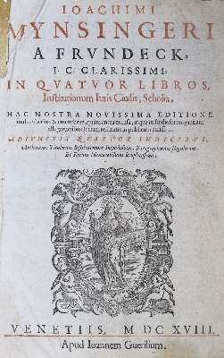 Bild Nr.1: 125-508 Mynsinger von Frundeck,J.: (Juridica und Kriminologie)