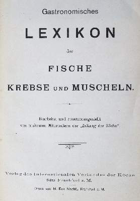 Bild Nr.1: 125-695 Gastronomisches Lexikon: (Küche und Haushalt, Kochbücher, Fischküche)