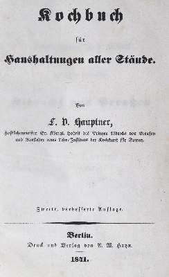 Bild Nr.1: 125-712 Hauptner,F.V.: (Küche und Haushalt, Kochbücher)