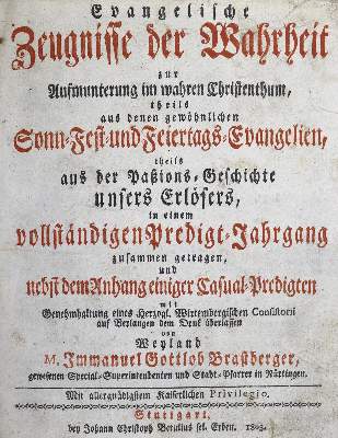 Bild Nr.2: 125-83 Brastberger,I.G.: (Alte Drucke, Handschriften und Theologie)