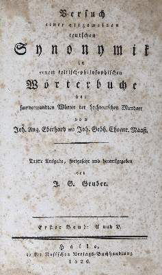 Bild Nr.2: 125-907 Eberhard,J.A. u. J.G.E.Maaß.: (Lexika - Wörterbücher - Sprachwissenschaften)
