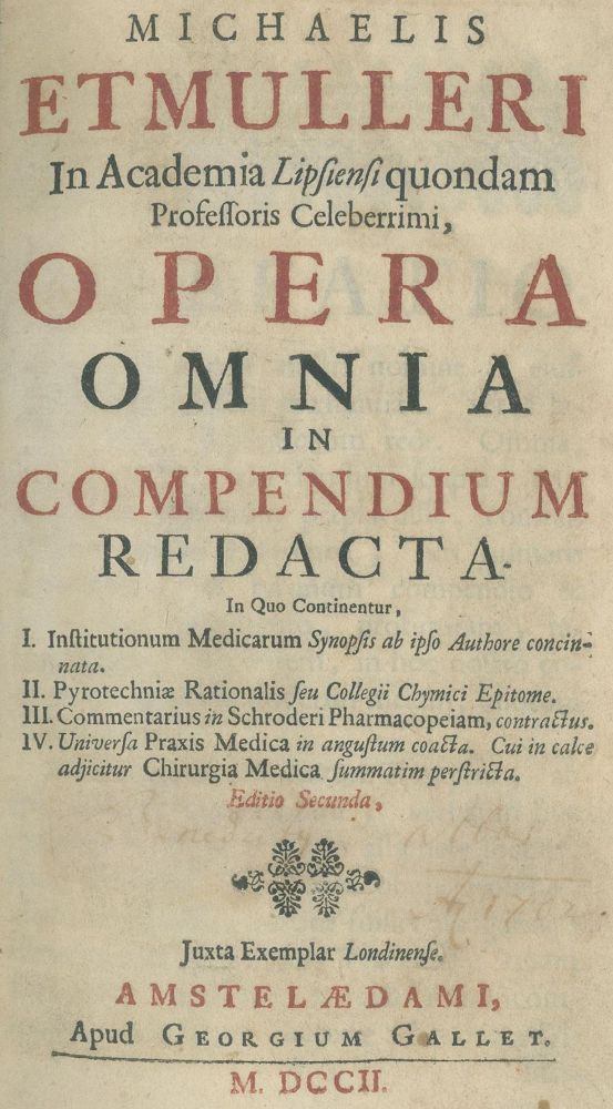 Große Abbildung Nr.1: 126-103 Ettmüller,Mich. (d.Ä.),: (Aus der Sammlung Professor Dr.Dr.Johannes Büttner Teil 1)