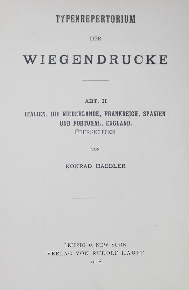 Große Abbildung Nr.1: 126-1056 Haebler,K.: (Bibliographie und Buchwesen)