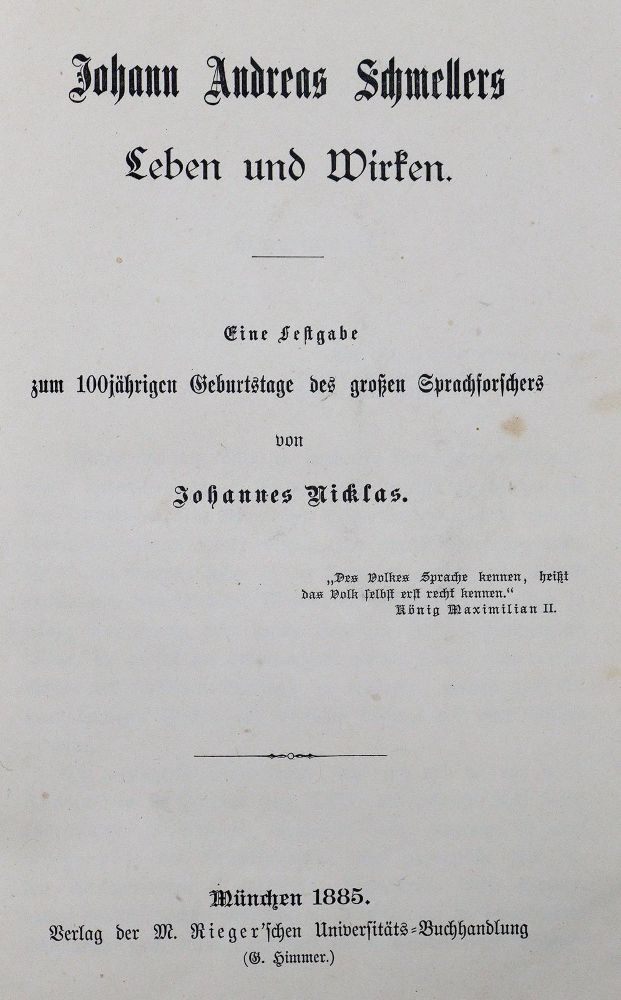 Große Abbildung Nr.1: 126-1090 Nicklas,J.: (Lexika - Wörterbücher - Sprachwissenschaften, Schmeller)