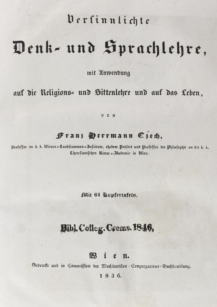 Große Abbildung Nr.2: 126-1177 Czech,F.H.: (Pädagogik, Taubstummenwesen)