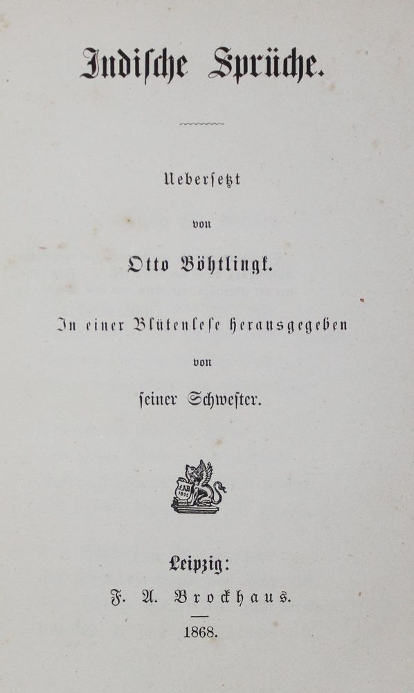 Große Abbildung Nr.1: 126-1212 Böhtlingk,O.N.v.: (Literatur und illustrierte Bücher bis 19.Jahrhundert)
