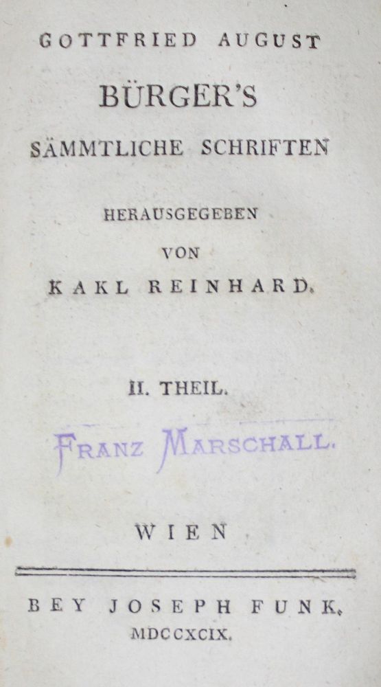 Große Abbildung Nr.2: 126-1215 Bürger,G.A.: (Literatur und illustrierte Bücher bis 19.Jahrhundert)