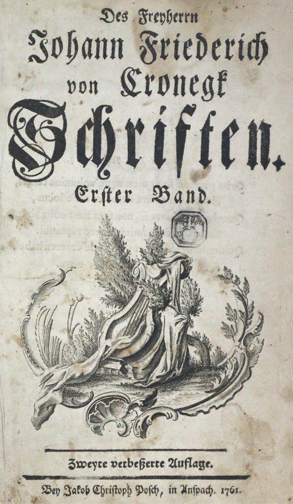 Große Abbildung Nr.2: 126-1220 Cronegk,J.F.v.: (Literatur und illustrierte Bücher bis 19.Jahrhundert)
