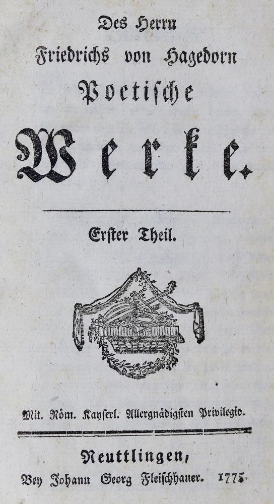 Große Abbildung Nr.1: 126-1257 Hagedorn,F.v.: (Literatur und illustrierte Bücher bis 19.Jahrhundert)