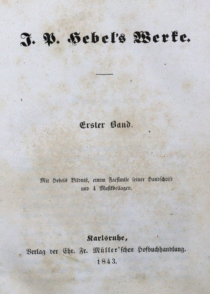 Große Abbildung Nr.2: 126-1262 Hebel,J.P.: (Literatur und illustrierte Bücher bis 19.Jahrhundert)