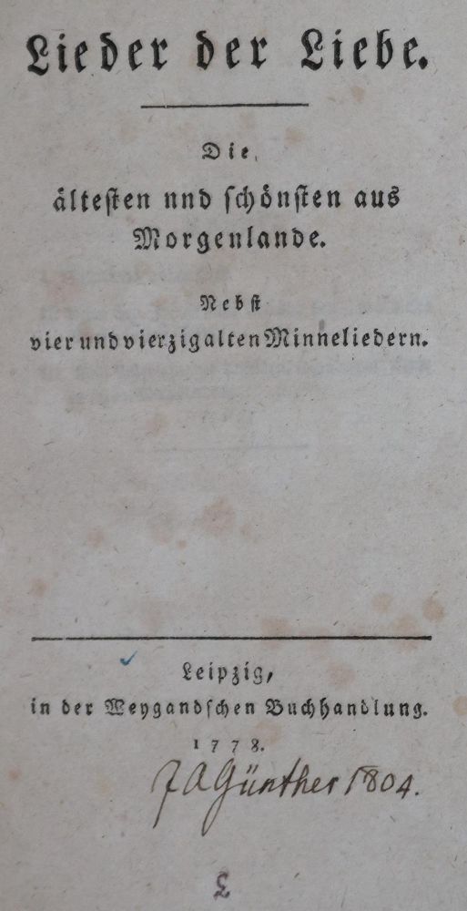 Große Abbildung Nr.1: 126-1264 (Herder,J.G.v).: (Literatur und illustrierte Bücher bis 19.Jahrhundert)