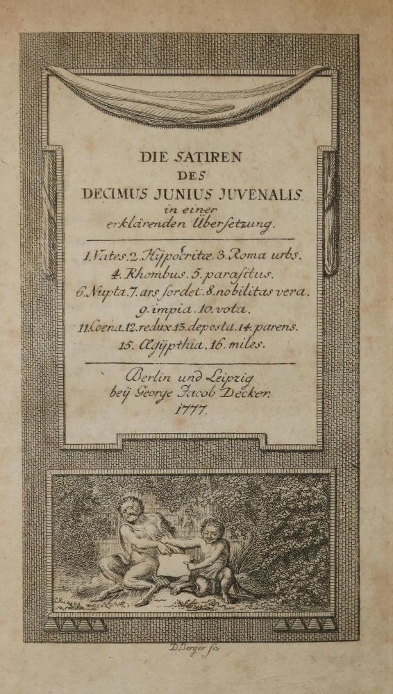 Große Abbildung Nr.1: 126-1276 Juvenal,D.J.: (Literatur und illustrierte Bücher bis 19.Jahrhundert)