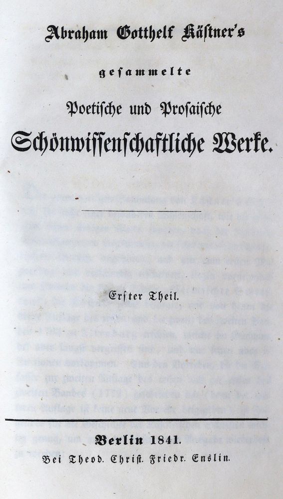 Große Abbildung Nr.2: 126-1277 Kästner,A.G.: (Literatur und illustrierte Bücher bis 19.Jahrhundert)
