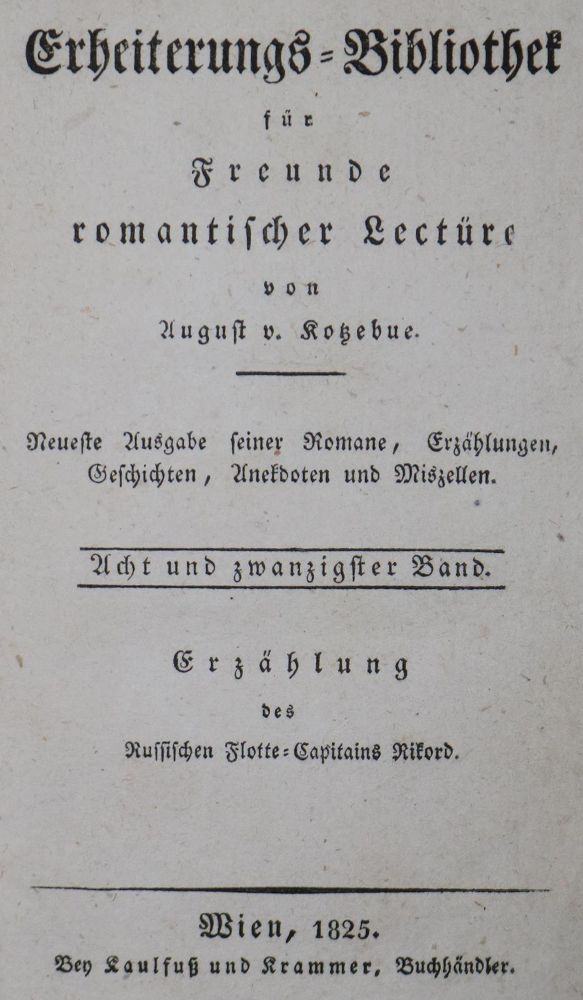 Große Abbildung Nr.1: 126-1282 Kotzebue,A.v. (Übers.).: (Literatur und illustrierte Bücher bis 19.Jahrhundert)