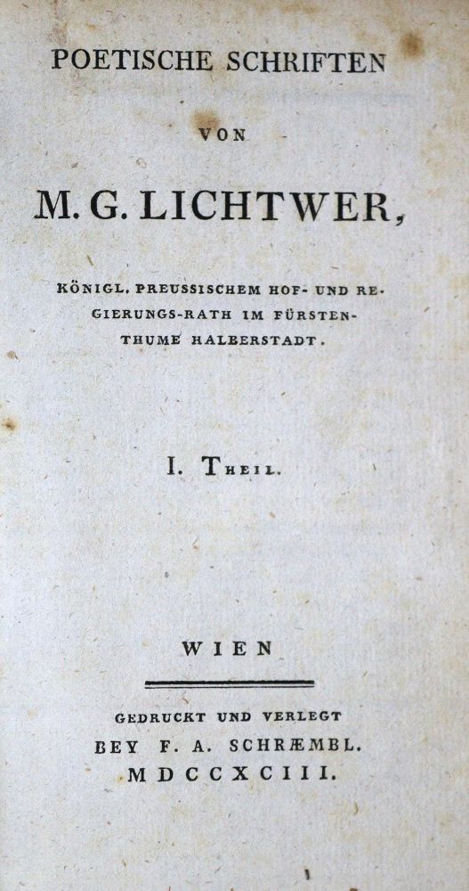 Große Abbildung Nr.2: 126-1293 Lichtwer,M.G.: (Literatur und illustrierte Bücher bis 19.Jahrhundert)