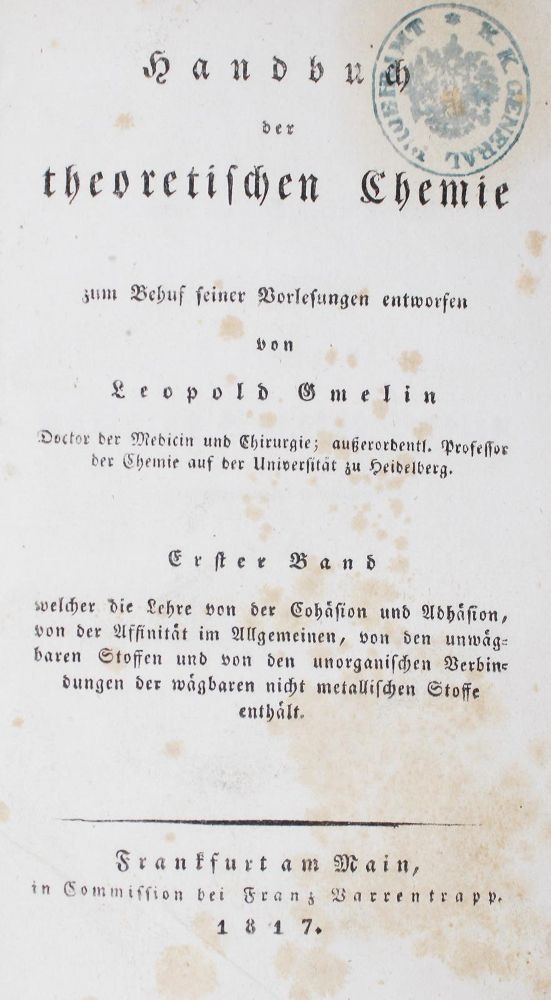 Große Abbildung Nr.1: 126-130 Gmelin,L.: (Aus der Sammlung Professor Dr.Dr.Johannes Büttner Teil 1)