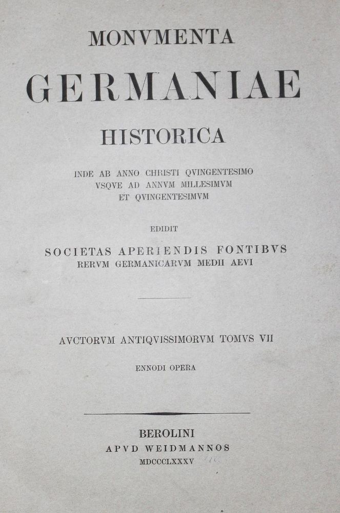 Große Abbildung Nr.1: 126-1306 Monumenta Germaniae Historica.: (Literatur und illustrierte Bücher bis 19.Jahrhundert)