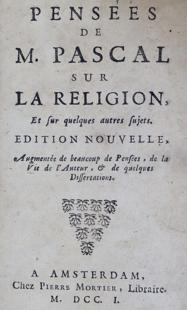 Große Abbildung Nr.1: 126-1321 Pascal,(B.).: (Literatur und illustrierte Bücher bis 19.Jahrhundert)
