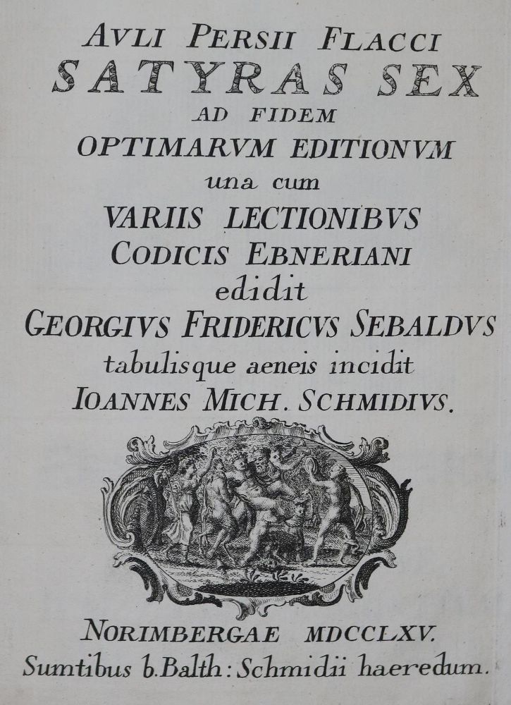 Große Abbildung Nr.1: 126-1322 Persius Flaccus, A.: (Literatur und illustrierte Bücher bis 19.Jahrhundert)