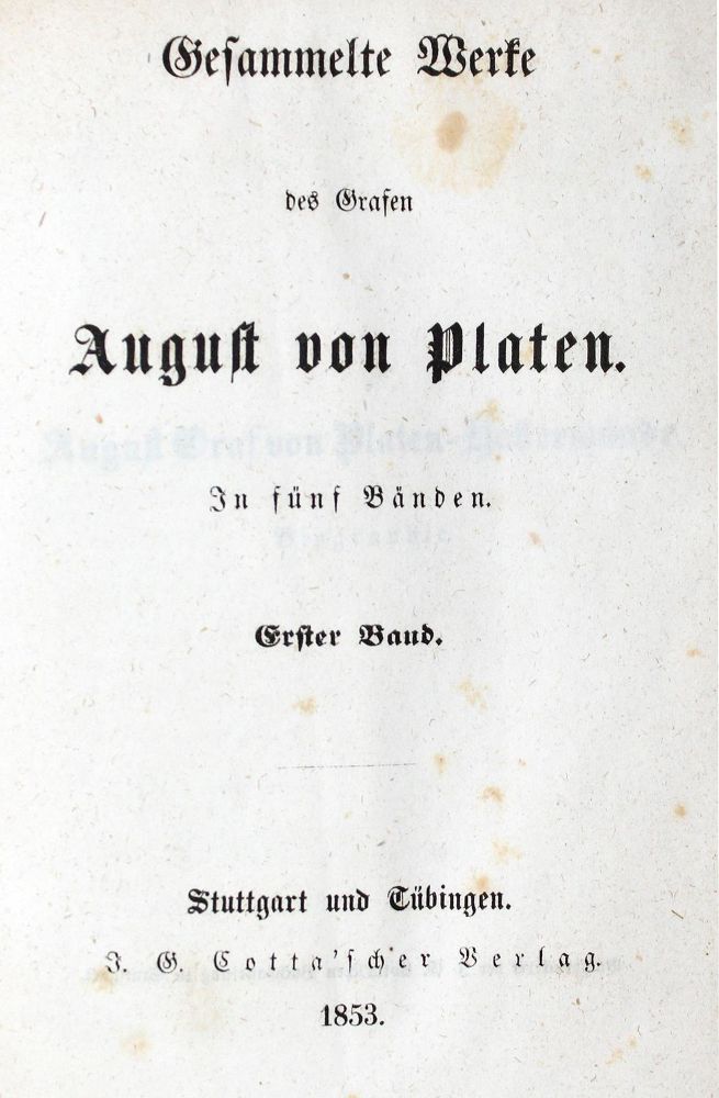 Große Abbildung Nr.1: 126-1323 Platen,A.v.: (Literatur und illustrierte Bücher bis 19.Jahrhundert)