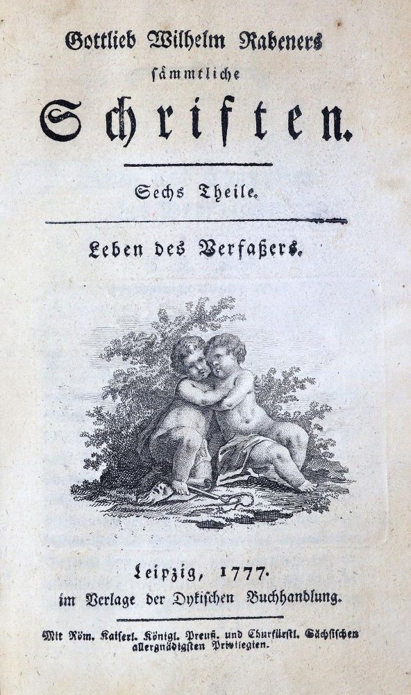 Große Abbildung Nr.2: 126-1325 Rabener,G.W.: (Literatur und illustrierte Bücher bis 19.Jahrhundert)