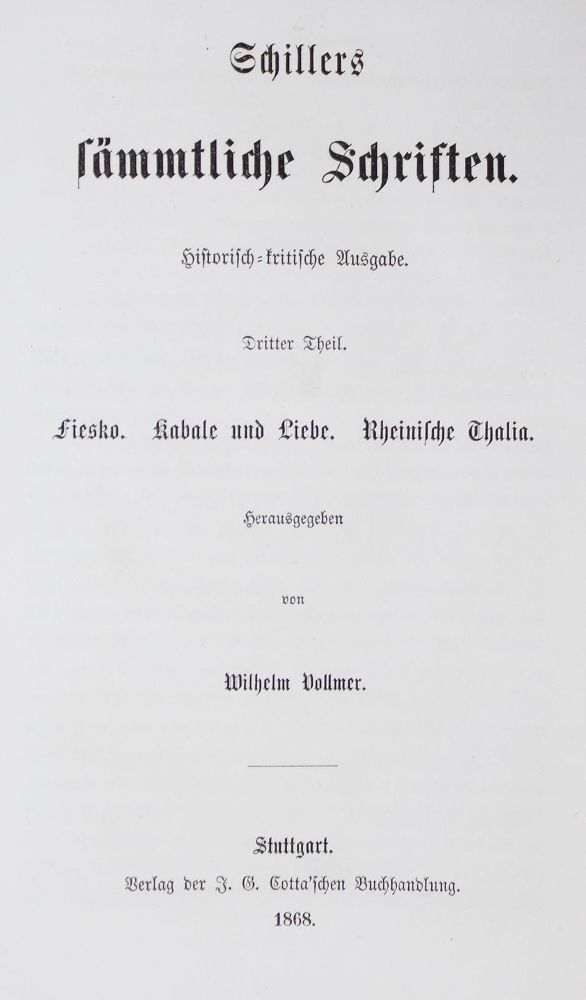 Große Abbildung Nr.1: 126-1335 Schiller,F.v.: (Literatur und illustrierte Bücher bis 19.Jahrhundert)