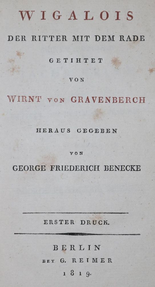 Große Abbildung Nr.1: 126-1374 Wirnt von Gravenberg.: (Literatur und illustrierte Bücher bis 19.Jahrhundert)