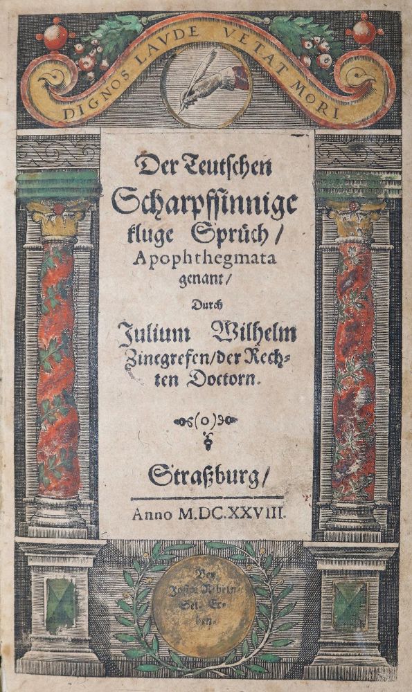 Große Abbildung Nr.1: 126-1376 Zincgref,J.W.: (Literatur und illustrierte Bücher bis 19.Jahrhundert)