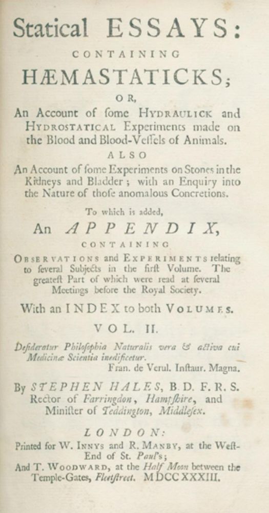 Große Abbildung Nr.1: 126-144 Hales,S.: (Aus der Sammlung Professor Dr.Dr.Johannes Büttner Teil 1)